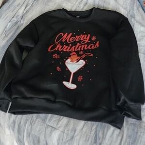 SHEIN MERRY CHRISTMAS MARTINI GLASS GINGERBREAD HEAVY SWEATSHIRT ADULT XS NEW